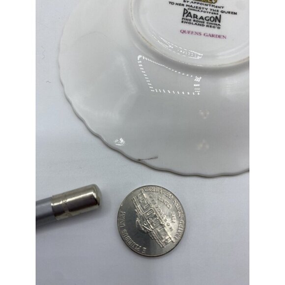 Paragon Demitasse Tea Cup Saucer To Her Majesty Queen England Queens Garden 4 oz - Picture 9 of 15